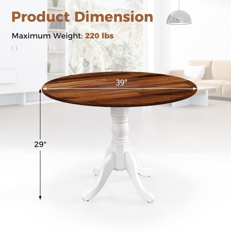 Rubber Wood Round Dining Table with Curved Legs and Adjustable Foot Pads - 40 x 40 x 29 inch (L x W x H)