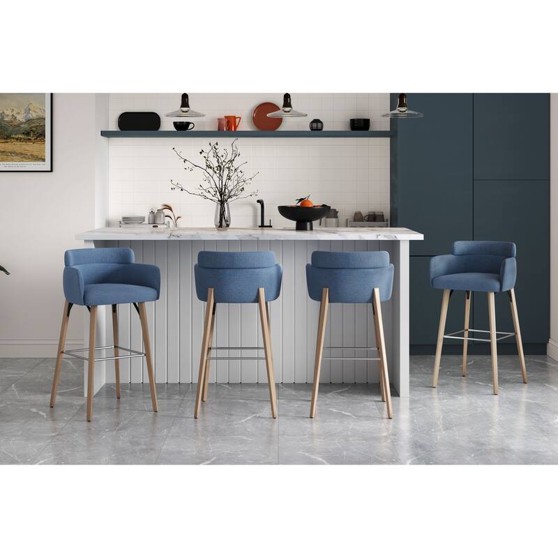 30''H Bar Stool With Solid Wood Frame And Foam Seat (Set of 2)
