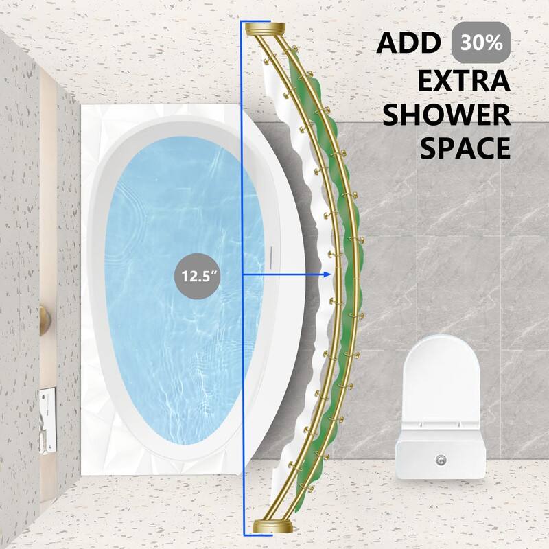Utopia Alley Rustproof Wall Mounted Aluminum Double Curved Shower Curtain Rod, Screw Mount Rod, Adjustable Rod from 45" to 72"