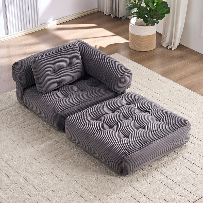 Mixoy Folding Sofa Bed, L-Shaped Convertible Sofa Bed with Armrest