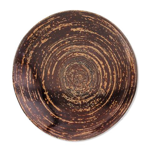 Novica Handmade Earth Whirl Lacquered Bamboo Decorative Plate