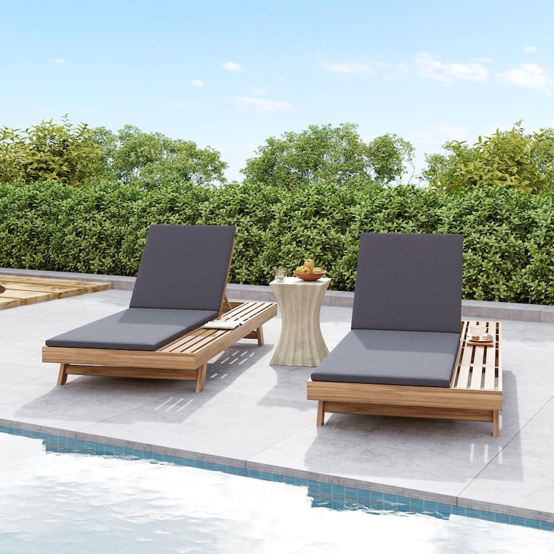 Christopher Knight Home - Maribel Modern Outdoor Acacia Wood 4-Position Adjustable Chaise Lounge with Water-Resistant Cushion