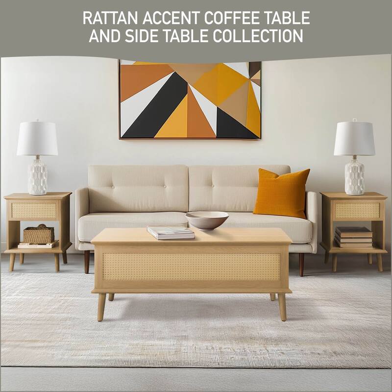Chelsea Square Teagan Lift-Top Rattan Coffee Table - 42" x 17"