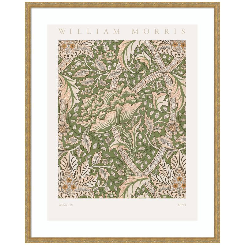 Kate and Laurel Framed Art Poster William Morris Windrush 1883 by The Art Institute of Chicago - 34x42 - Gold