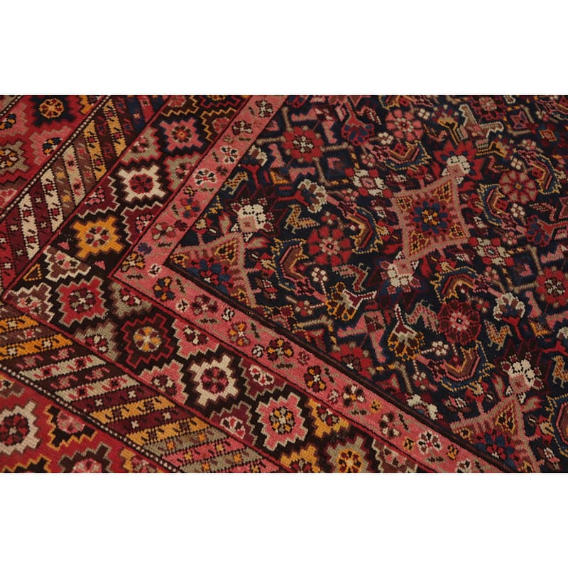 Hand Knotted Oriental 100% Wool Carpet Traditional Geometric Navy Blue & Blues Kazak Area Rug - 15' 1'' X 7' 2''
