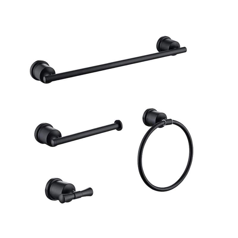 Rbrohant 4-Pieces Bathroom Accessorie Set Matte Black Stainless Steel