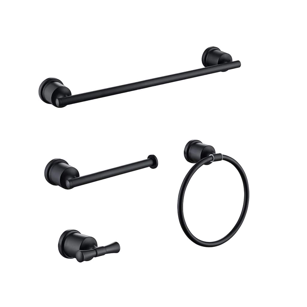 Rbrohant 4-Pieces Bathroom Accessorie Set Matte Black Stainless Steel