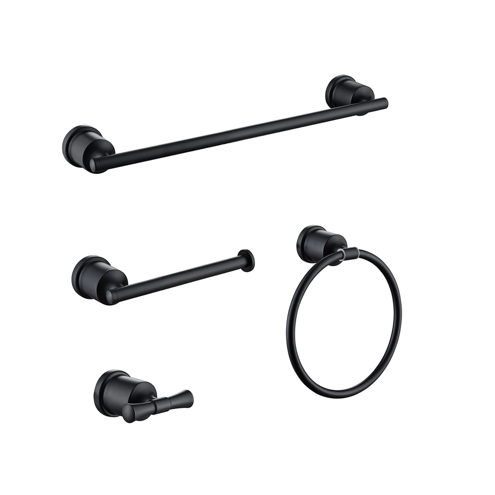Rbrohant 4-Pieces Bathroom Accessorie Set Matte Black Stainless Steel