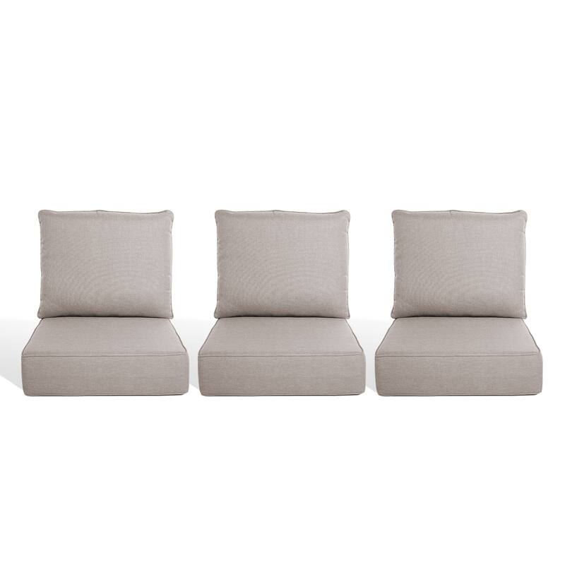 Pocassy 22"x24"x6" Thick Cushions Pillows Indoor & Outdoor Cushion - 3 Set Seat & Back Cushion - Beige Cushion