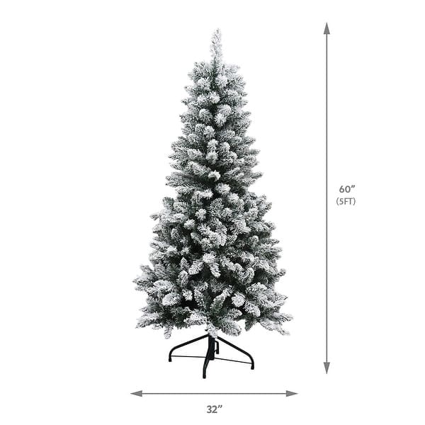 dimension image slide 3 of 5, Maypex Lighted Flocked Green Spruce Artificial Christmas Tree