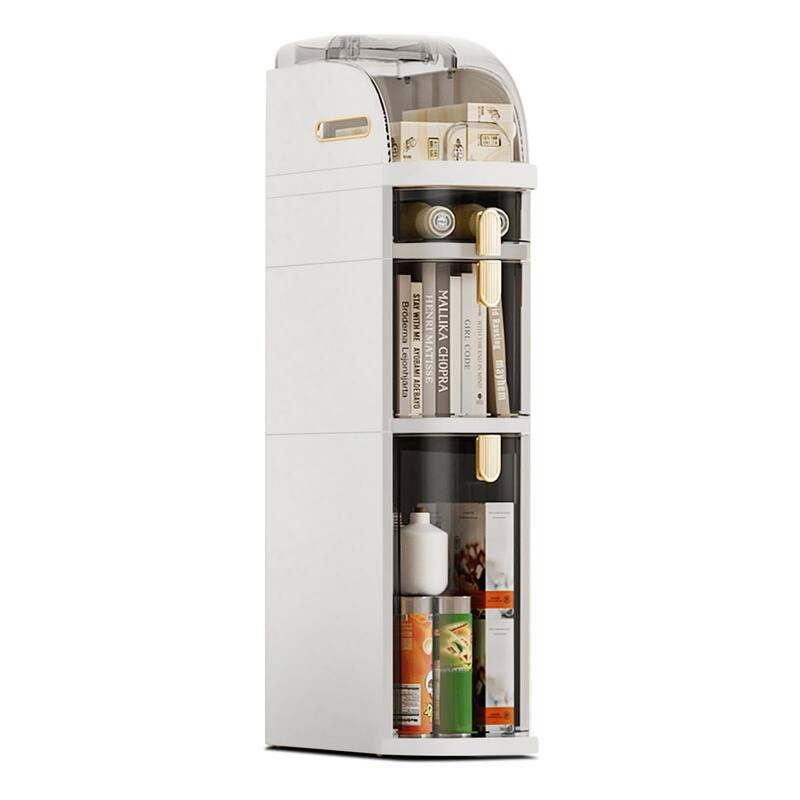 Slim Bathroom Storage Cabinet with Drawers & Tissue Box, Plastic Narrow Rolling Bathroom Tower Cart No Installation - 18x41x78 3layers