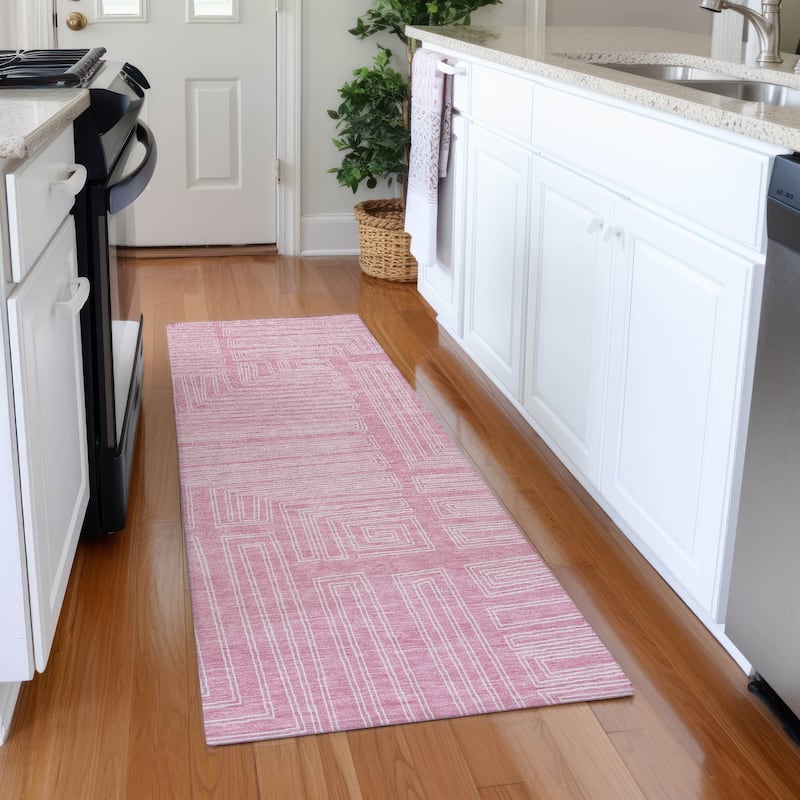 Premium Washable Super Soft Mid Century Modern Mayfield Rug - Pink - 2'3" x 7'6"
