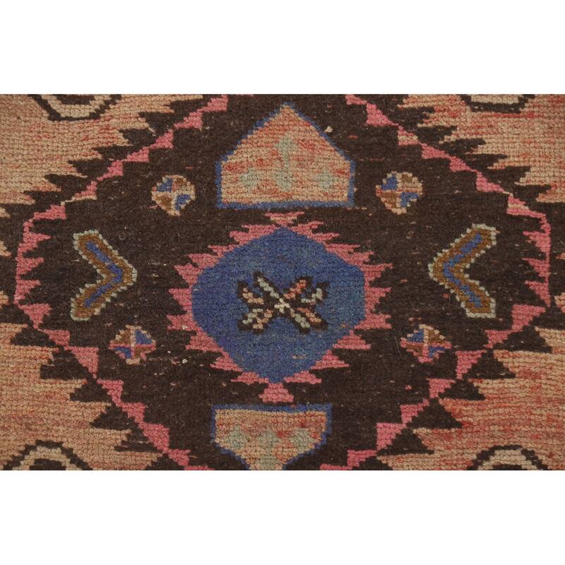 Tribal Ardebil Persian Vintage Runner Rug Handmade Orange Wool Carpet - 3'7" x 13'1"