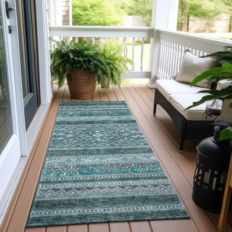 Machine Washable Indoor/ Outdoor Chantille Boho Tribal Rug