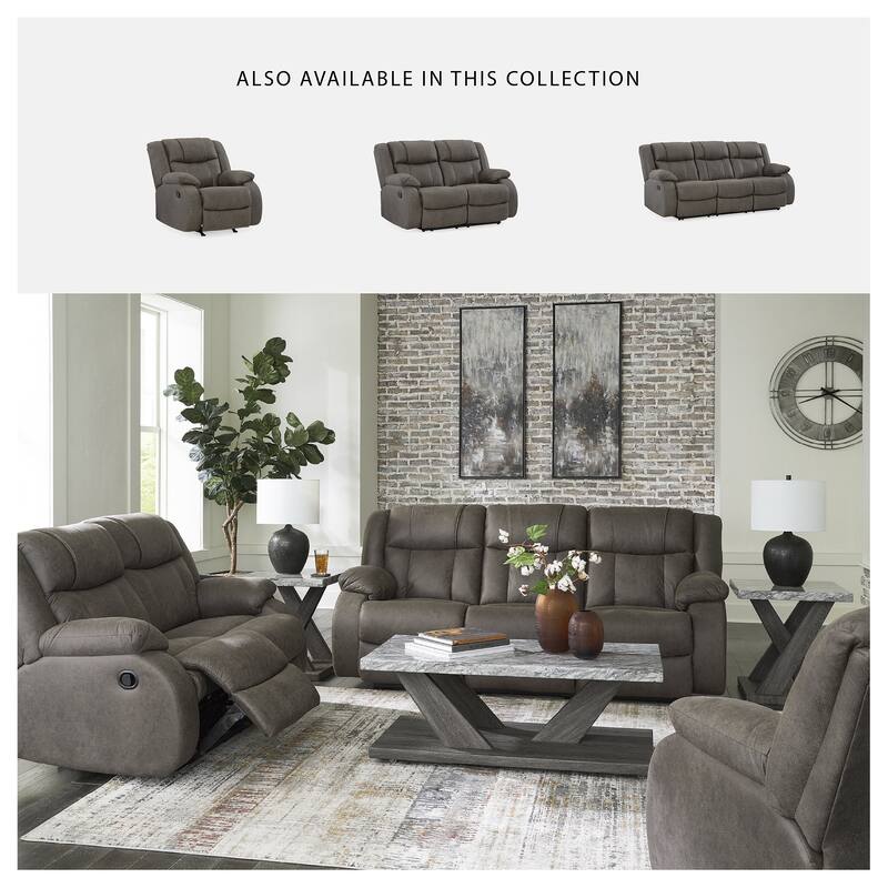 Signature Design by Ashley First Base Gunmetal Reclining Loveseat - 61"W x 40"D x 41"H