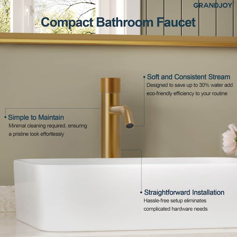 GRANDJOY 2-Pack Single Handle Vessel Sink Faucet with Pop-Up Drain, Mid-Arc Bathroom Design
