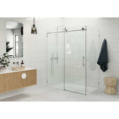 Glass Warehouse 52 in - 56 in x 30 in x 78 in Frameless Sliding Shower Door with Return Panel
