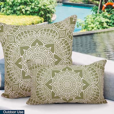 Decorative Indoor/Outdoor Reversible Throw Pillows with Insert (Set of 2)