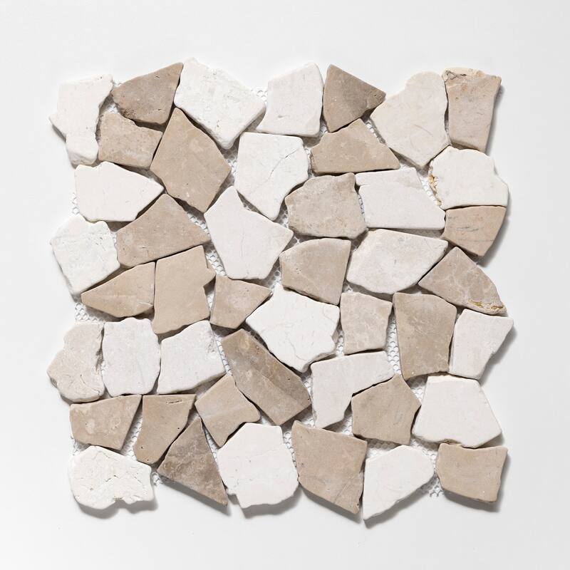 Fit Mosaic 11 in. x 11 in. Marble Mesh-Mounted Mosaic Wall and Floor Tile