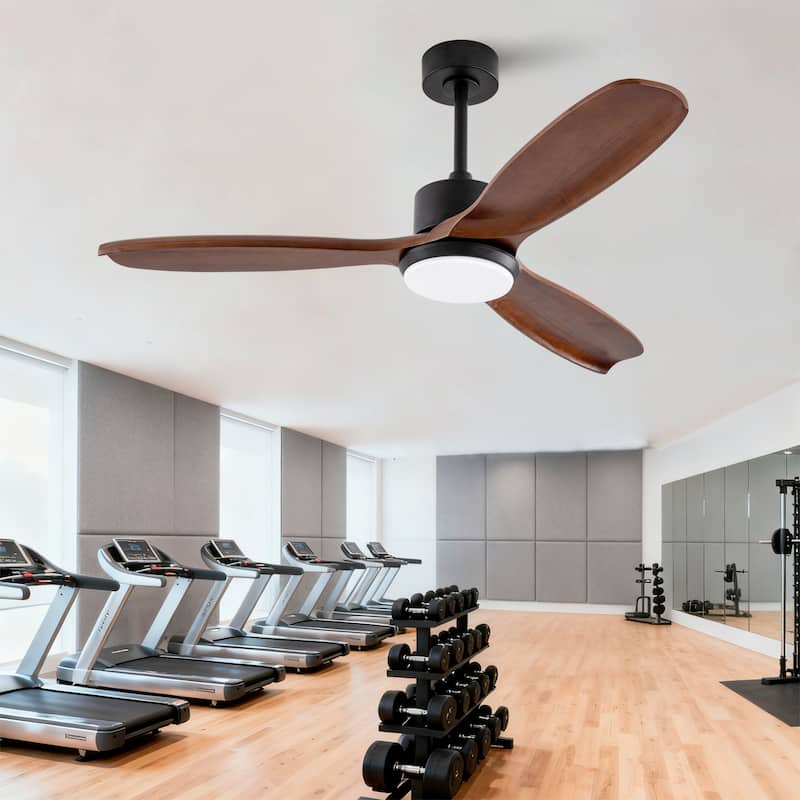 52" Wood Ceiling Fan with Lights Remote Control,Quiet DC Motor 3 Blade Ceiling Fans for Patio Living Room, Bedroom
