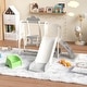 preview thumbnail 2 of 17, 5 in 1 Baby Kids Slide Outdoor Indoor Playground with Climbing and Swing, for Toddlers Age 1-4 Grey+Ivory