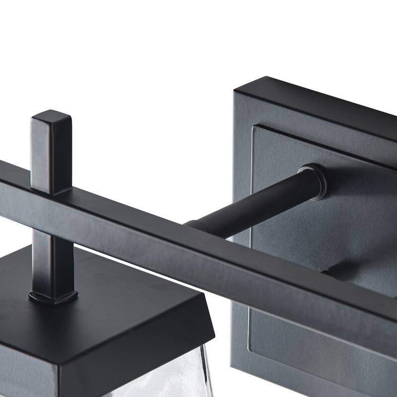 Industrial 4-Light Matte Black Vanity Light with Clear Glass Shades for Bathroom