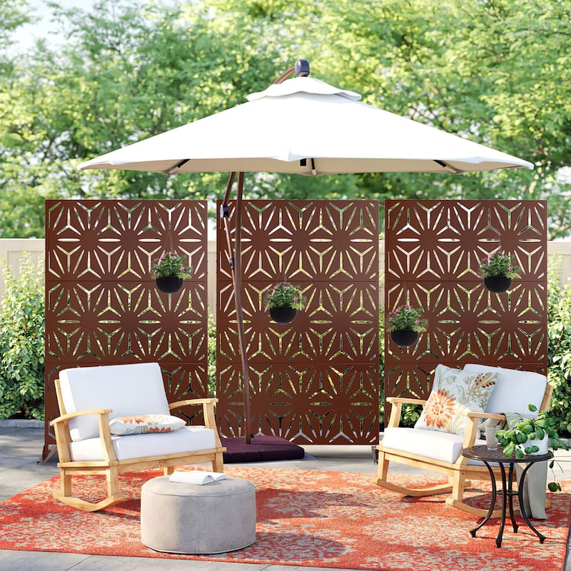Durable Metal Outdoor Privacy Screen - Free Standing Panel for Enhanced Privacy