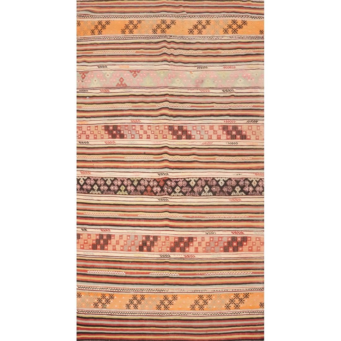 Hand Woven Oriental 100% Wool Carpet Southwestern Tribal Multi-Colored Kilim Area Rug - 9' 0'' X 5' 0''