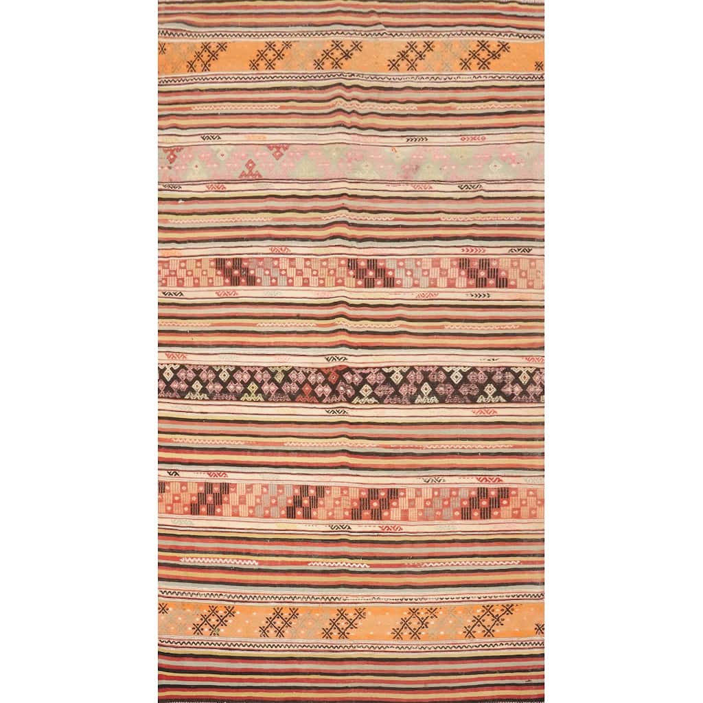 Hand Woven Oriental 100% Wool Carpet Southwestern Tribal Multi-Colored Kilim Area Rug - 9' 0'' X 5' 0''