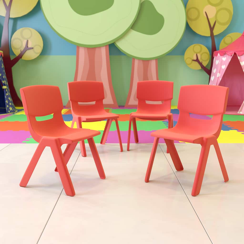4 Pack Plastic Stackable K-2 School Chair with 13.25"H Seat