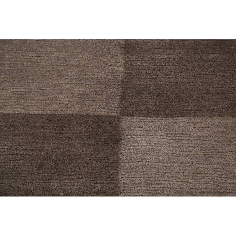 Checkered Vegetable Dye Nepalese Oriental Wool Area Rug Hand-knotted - 5'2" x 7'11"