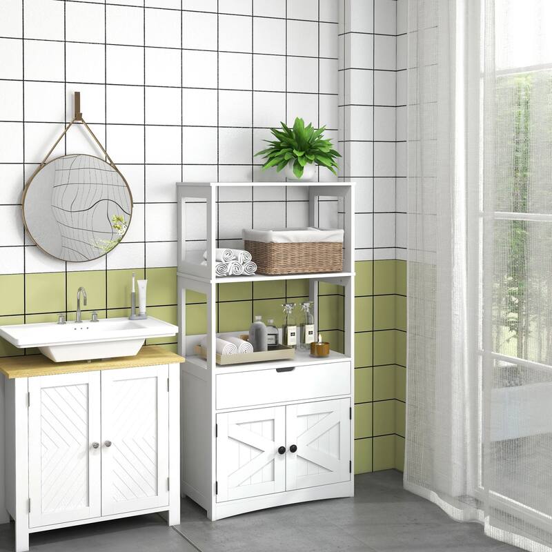 Kleankin Farmhouse Bathroom Floor Cabinet