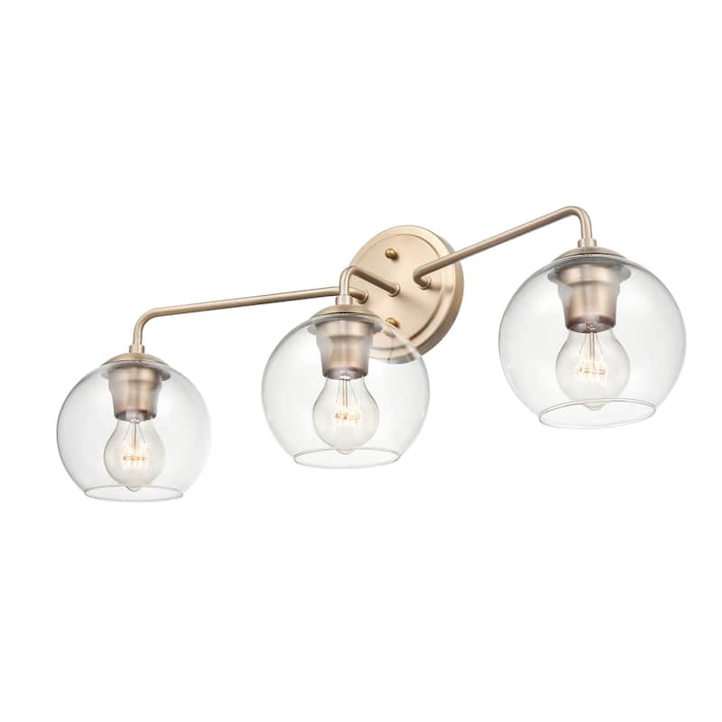 Millennium Lighting 3 Light Modern Gold Bathroom Vanity Fixture with Clear Glass Shades