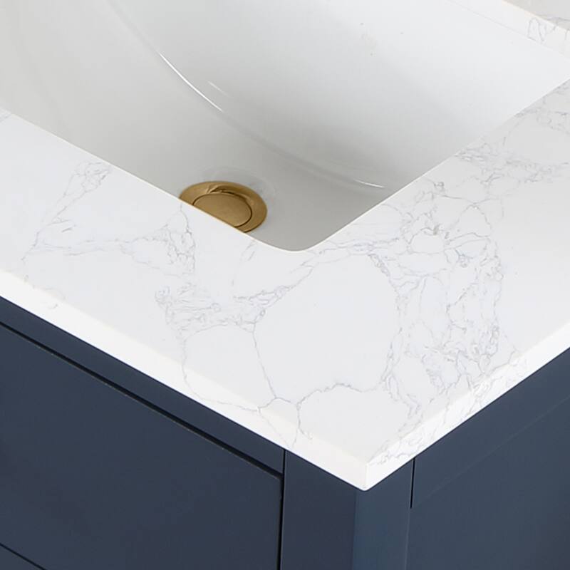 Altair Gavino Bath Vanity with Grain White Composite Stone Top and Mirror