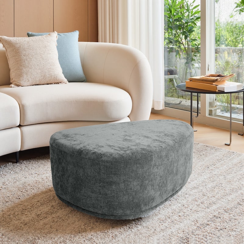 Bonnie 26"/43" W Chenille Small/ Oversized Triangular Cheese Ottoman - Oversized:43.7"×31.7"×16" - Rock Grey