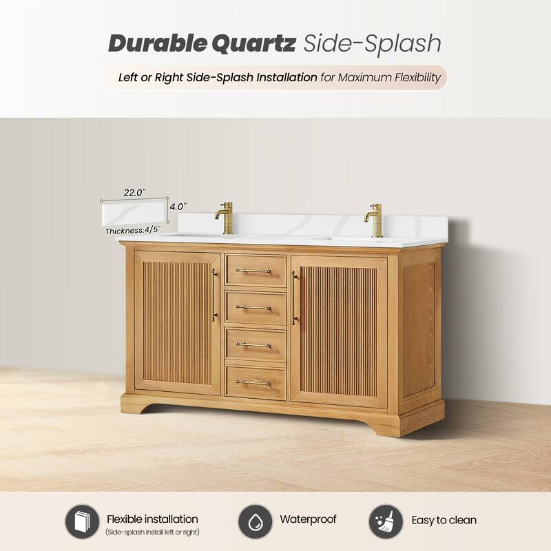 Tokyo Bath Vanity with Quartz Stone Top without Mirror