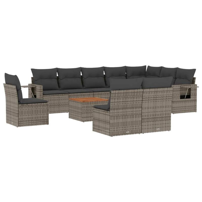 vidaXL Garden Sofa Set 11 Piece with Cushions Outdoor Sofa Set Poly Rattan
