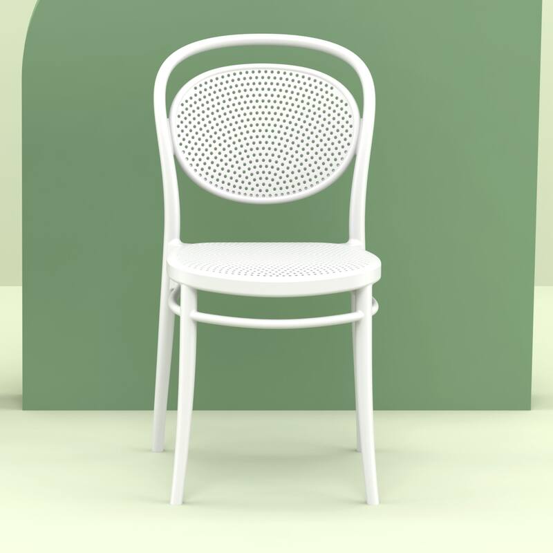 33.5" White Stackable Outdoor Patio Armless Chair