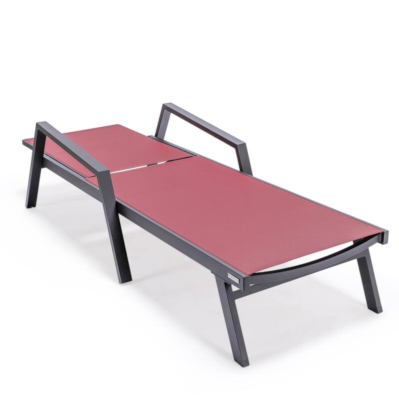 Marlin Outdoor Sun Chaise Lounge Chair with Arms - Stackable Mesh Recliner for Pool, Beach, Patio, Garden, Deck or Backyard