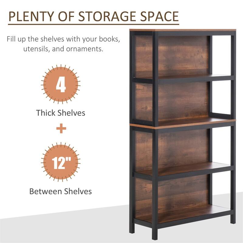 31.5" Wide Black-Brown Multi-Shelf Storage Organizer for Living Room Bedroom or Kitchen - 31.5" W x 11.75" D x 59.75" H