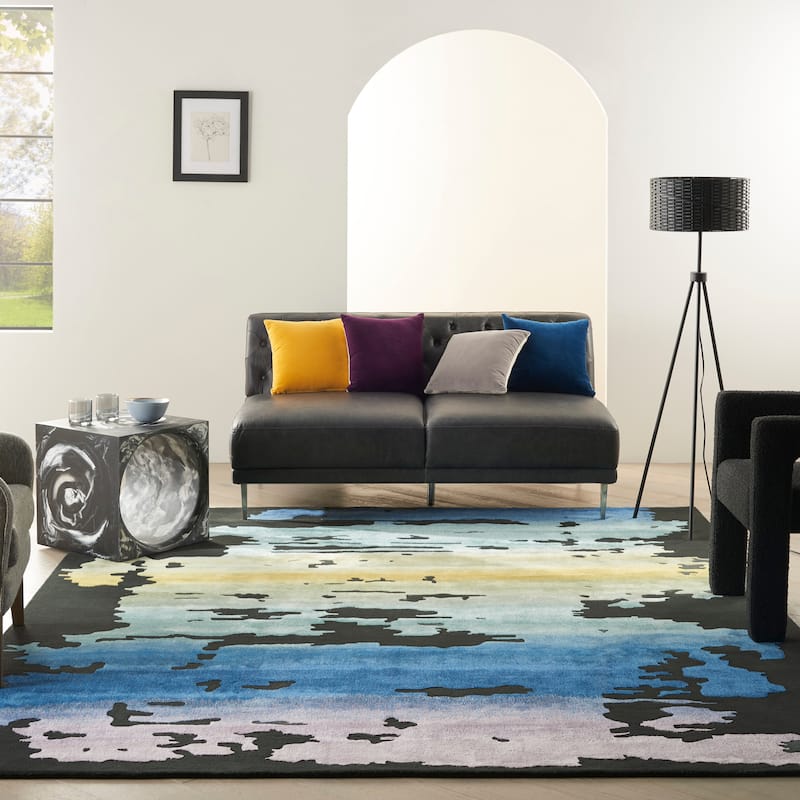 Nourison Prismatic Modern Abstract Sunset Shimmer Area Rug - 8' 6" x 11' 6" - Black/Multi - Rectangle