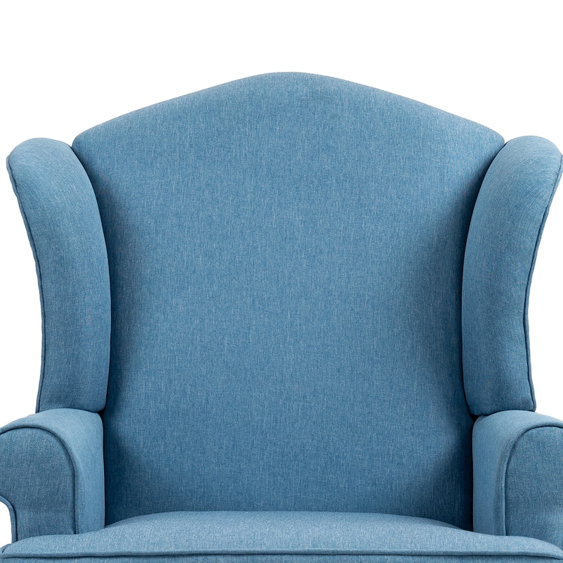 31" W Modern Upholstered Linen Wing Back Accent Chair with Rolled Arm