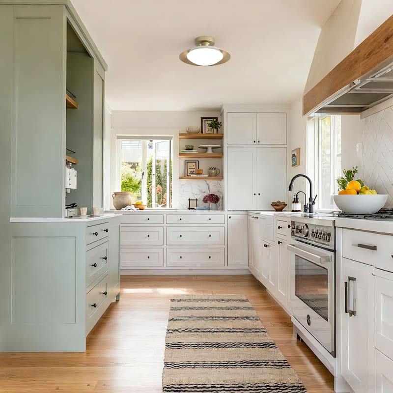 11.8-in W LED Compatible Mid-Century Modern Semi Flush Mount Ceiling Light