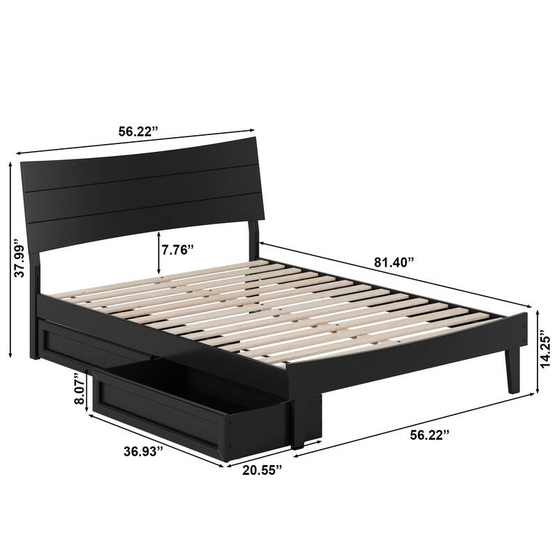 Phoenix Wood Platform Bed with Storage Drawers