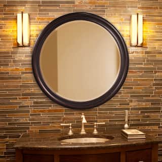 Allan Andrews Round Bronze Wood Framed Wall & Accent Mirror - 36"D
