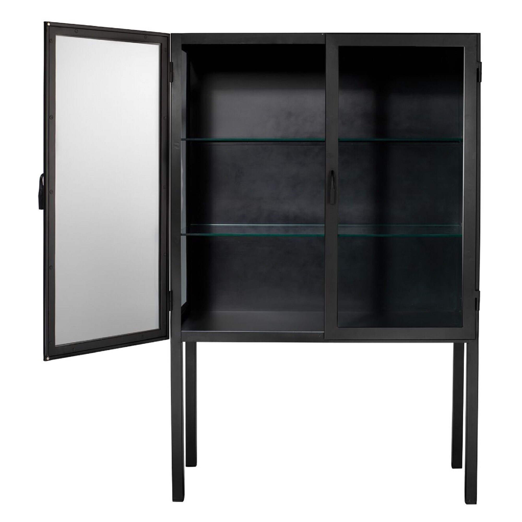 Shop 65 5 Black Metal And Clear Glass Chauncey Wide Curio Bar