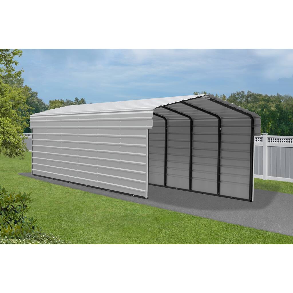 Arrow 10 x 29 ft Galvanized Steel Carport, with 2-Side Wall Kits Eggshell