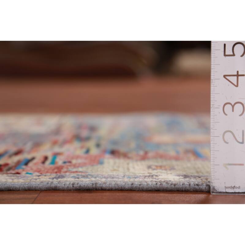 Hand Knotted Oriental 100% Wool Carpet Transitional Floral Multi-Colored Oushak Runner Rug - 19' 5'' X 2' 4''