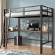 preview thumbnail 9 of 7, Modern Industrial Twin Size Metal Loft Bed with L-Shaped Desk and Charging Station