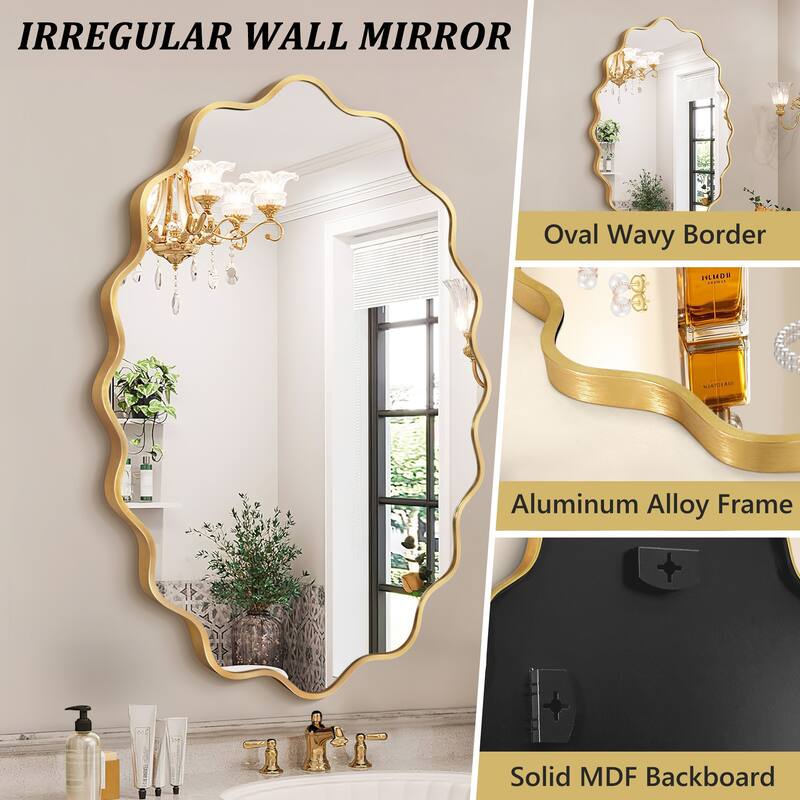 ALuminum Alloy Framed Wavy Oval Wall Mirror